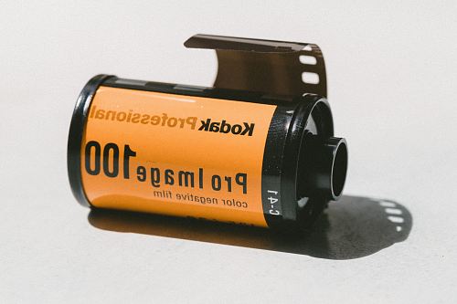 yellow and black Kodak Pro Image 100 color negative film